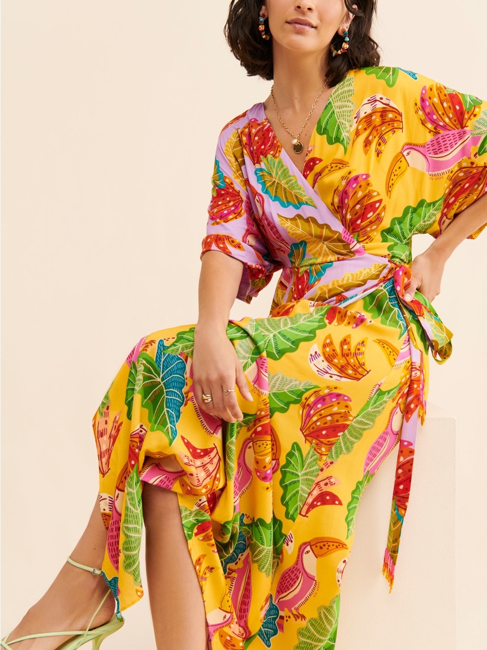 FARM Rio Yellow Tropical Wrap Maxi 
It can from from XS to M